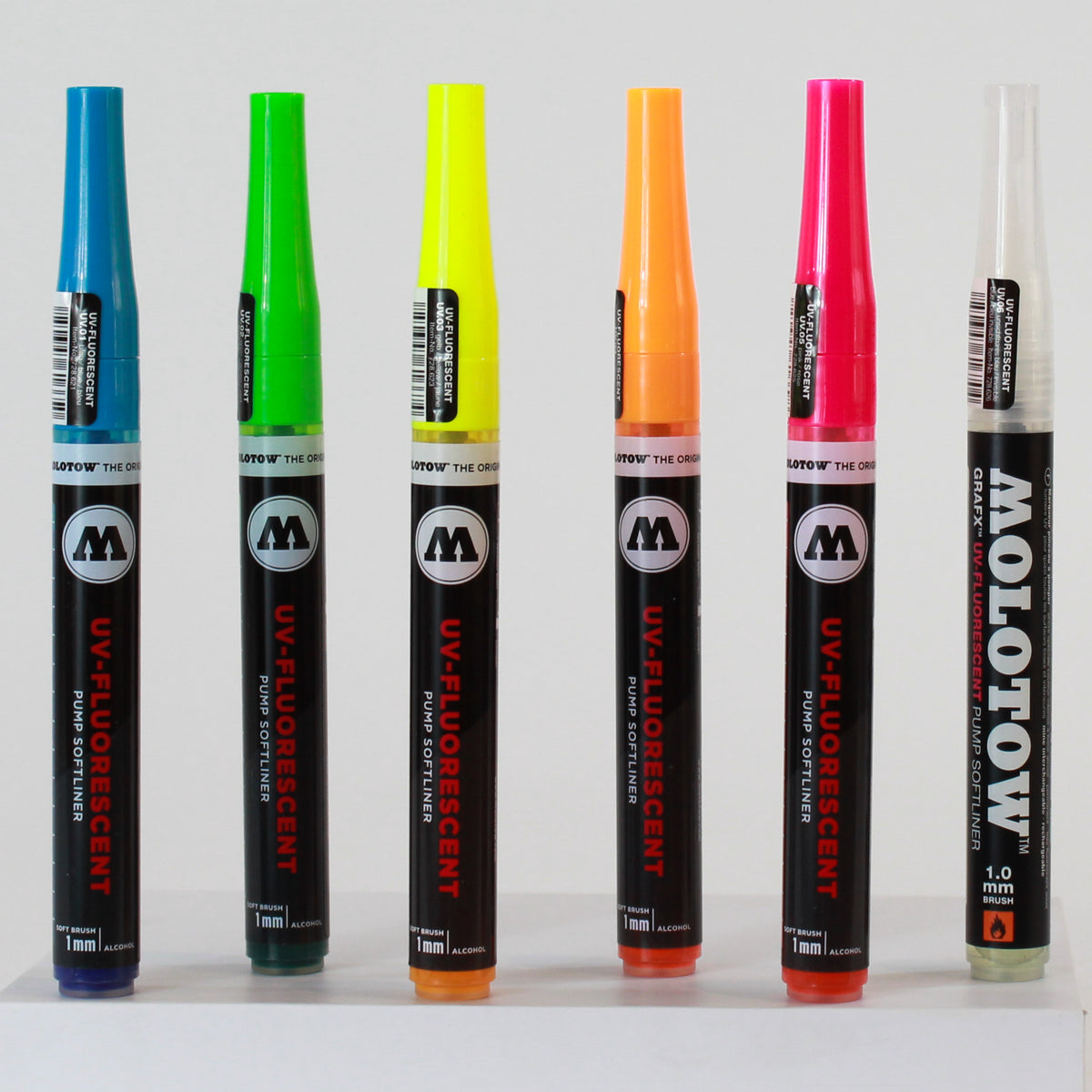 Feutre pinceau UV-Fluorescent Molotow - Basic set 6 coloris
