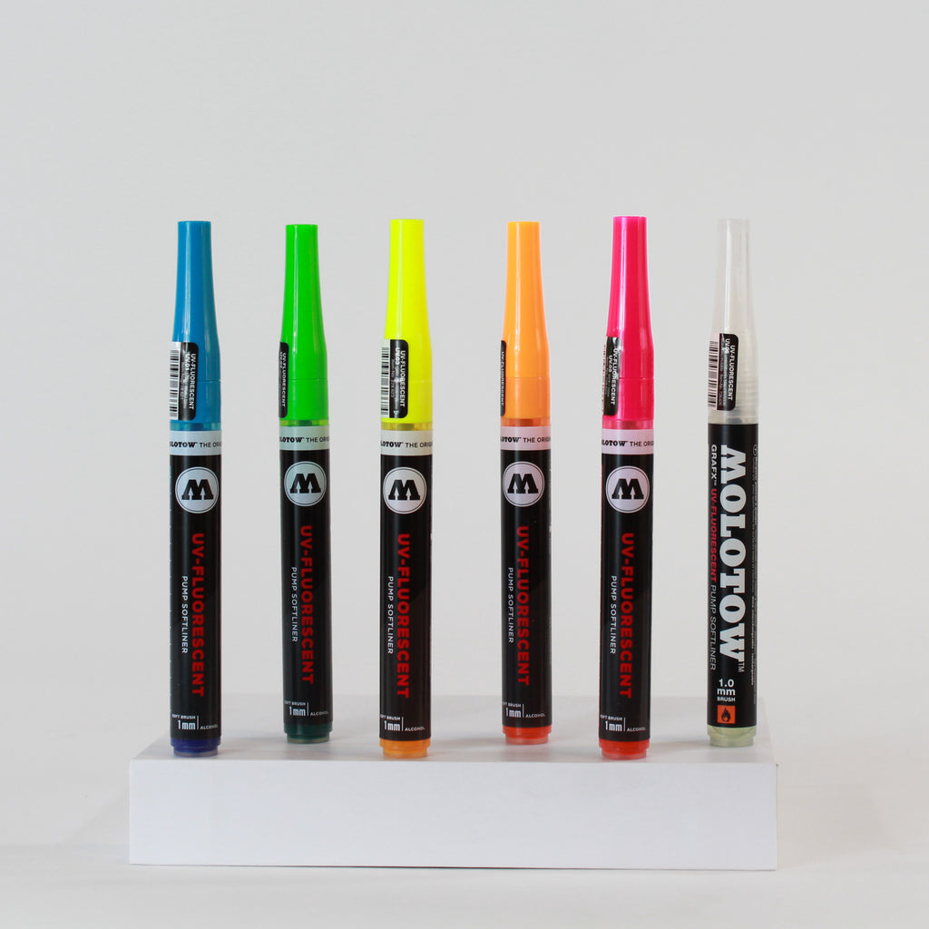 Feutre pinceau UV-Fluorescent Molotow - Basic set 6 coloris